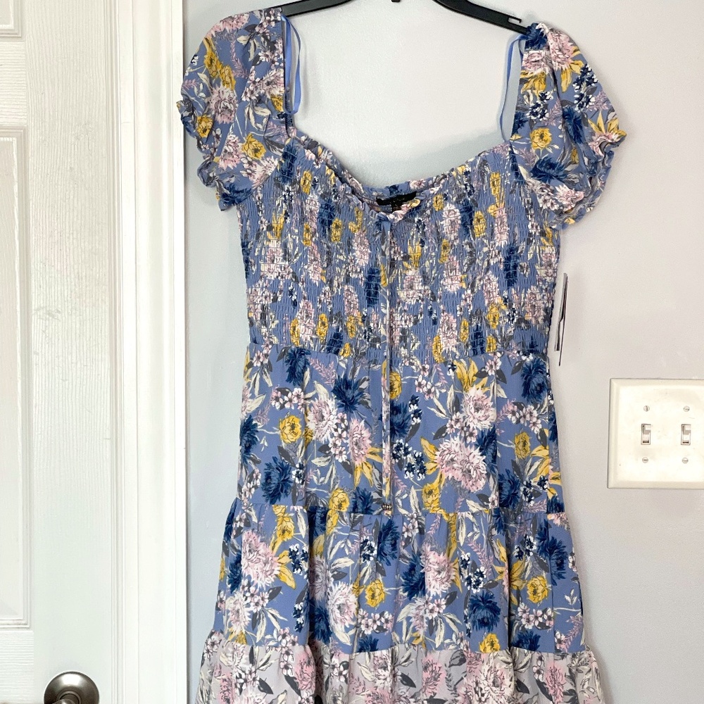 City Studio Day off Blue Off the Shoulder Floral Dress